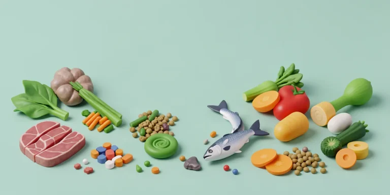 Hero illustration for the article “Cat Nutrition: What Is Needed to Maintain Their Health”