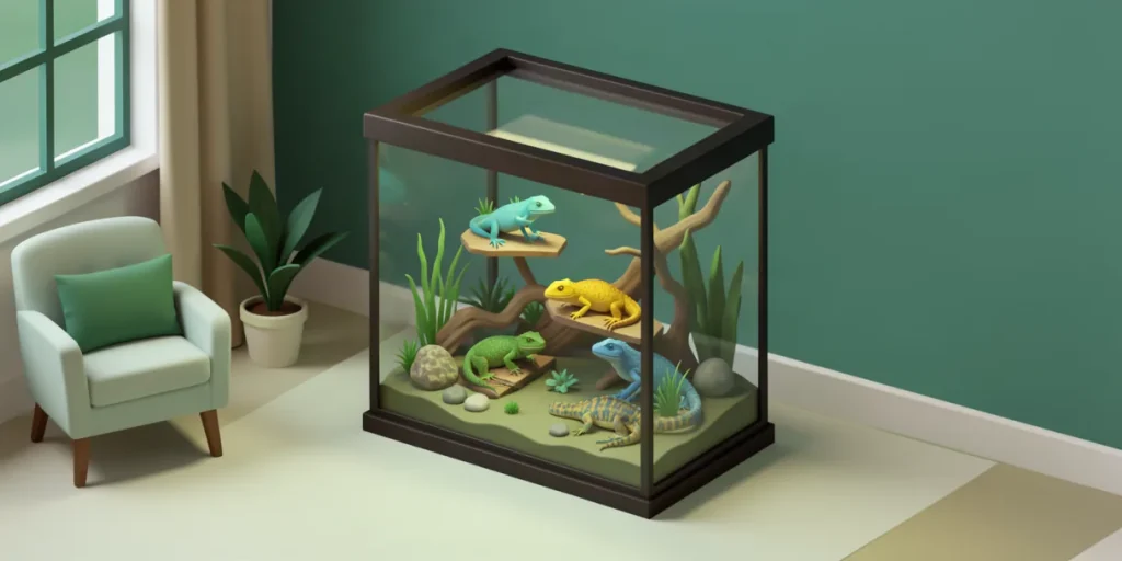 Illustration for the article “How to Choose the Perfect Place for a Terrarium: Setup Tips for Exotic Reptiles”