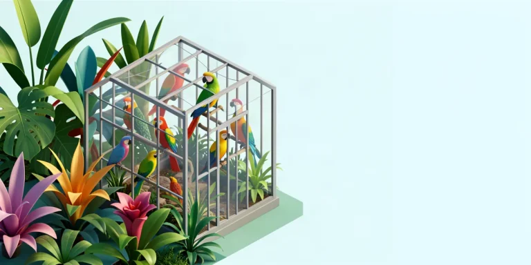 Hero illustration for the article “Caring for Exotic Birds: Features and Recommendations”