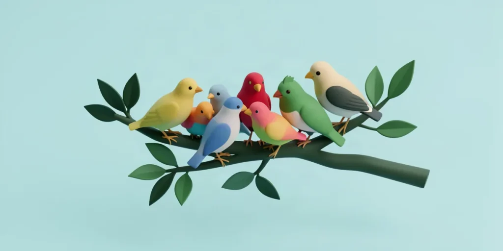 Illustration for the article “Communication and Social Bonds in Pet Birds”