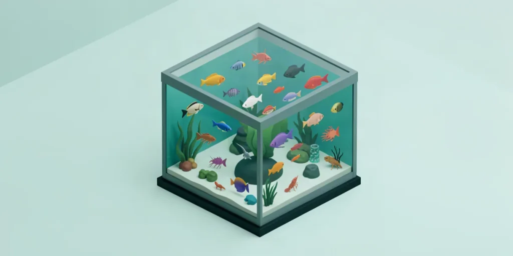 Illustration for the article “Types of Aquarium Animals: From Fish to Invertebrates”