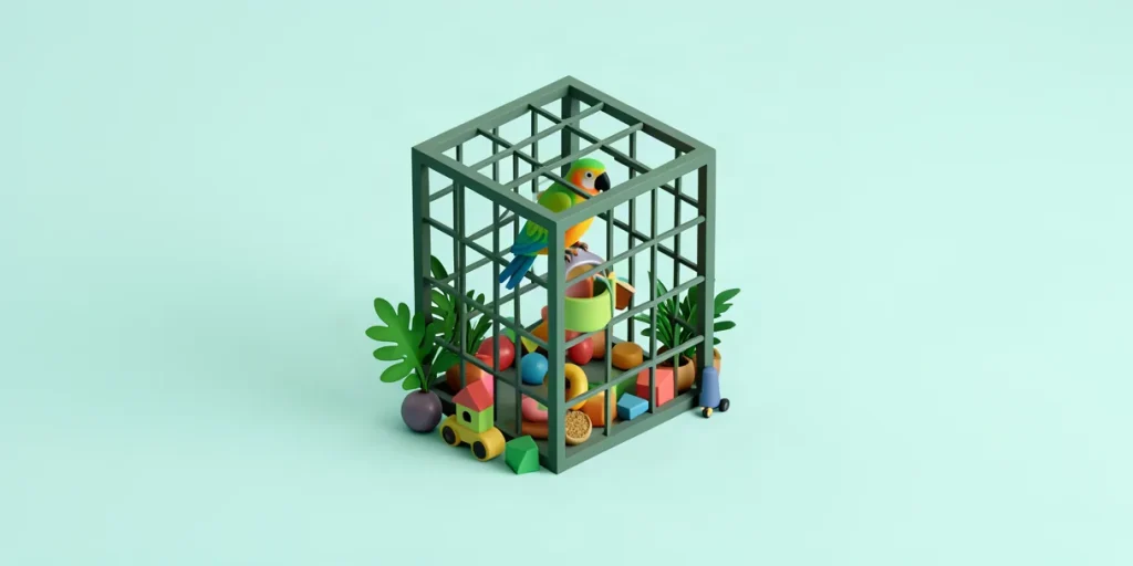 Illustration for the article “How to Identify and Prevent Stress in Pet Birds”